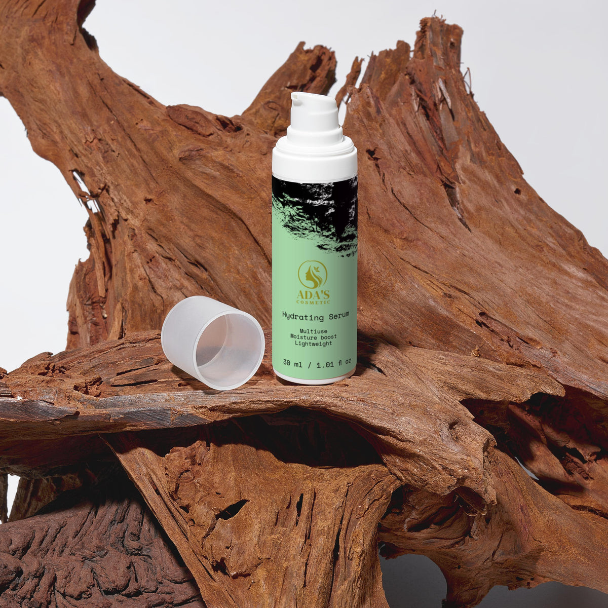 Bottle of Almay hair care product on a wooden surface