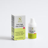 Anti-age day cream with packaging on a white background