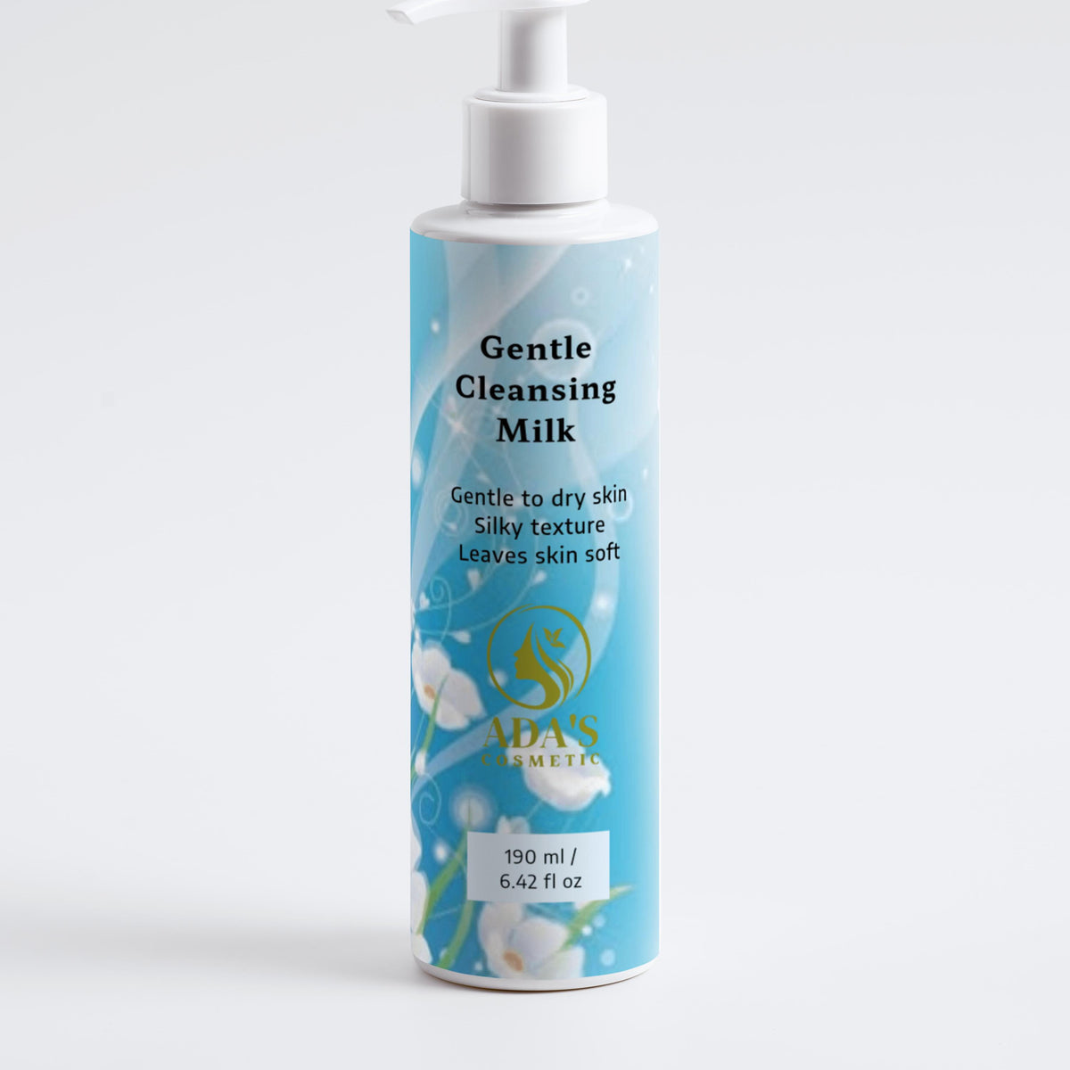 Gentle Cleansing Milk bottle with blue label on a white background