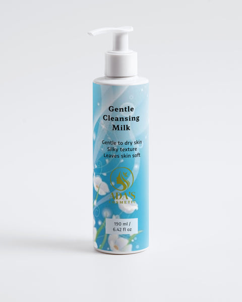 Gentle Cleansing Milk bottle with blue label on a white background